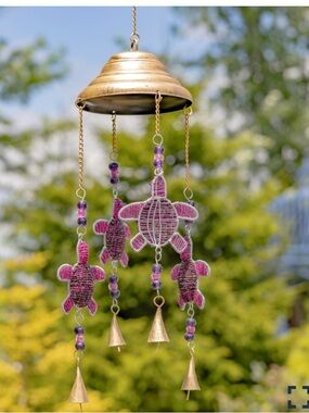 Zaer Ltd. Turtle Wind Chimes with Gold Bells
